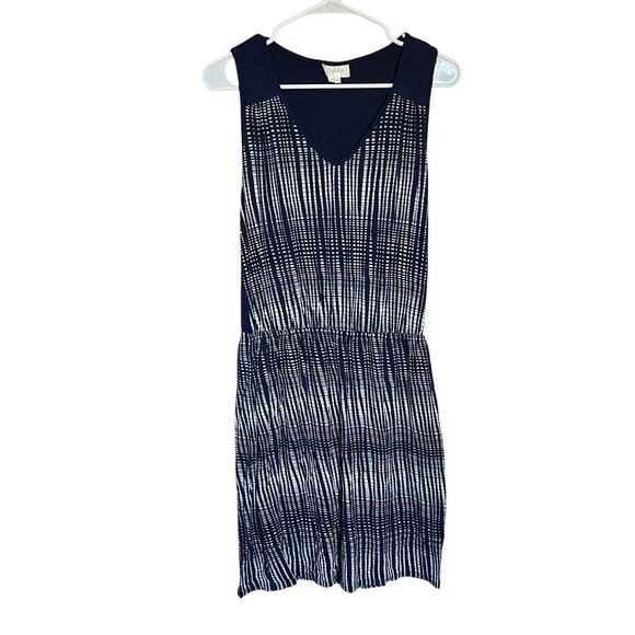 Anthropologie Deletta Janie Jersey Dress Blue Motif White Women’s Medium - Picture 4 of 12